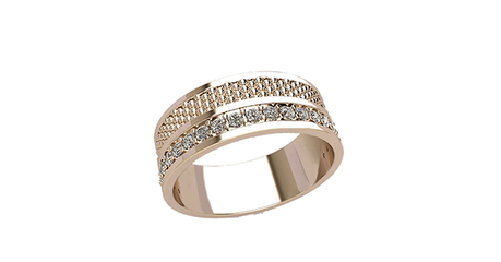 кц138 Золотое кольцо с дорожкой из фианитов.