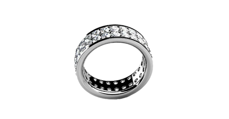 кц150 Кольцо «Ковёр» — широкая шинка, две дорожки камней