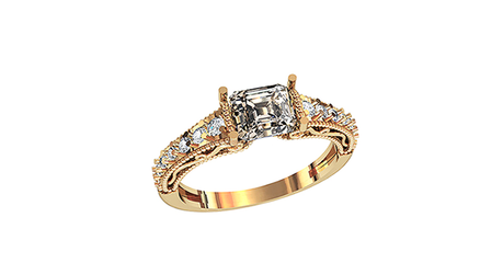 кц191 Кольцо с крупным фианитом в золотой ажурной оправе.