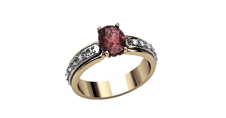 кц197 Золотое кольцо с накладками из белого золота 