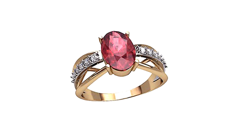 кц198 Кольцо из золота с красным фианитом.