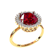 кц206 Золотое кольцо с красным фианитом.