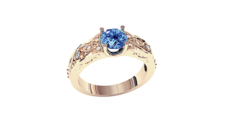 кц210 Крупный камень в ажурной золотой оправе 