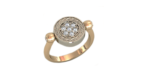 кц215 Кольцо золотое двухстороннее в стиле Булгари*