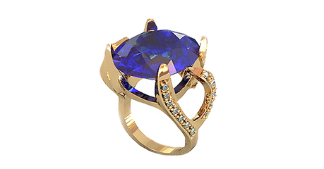 кц218 Кольцо дизайнерское из золота с крупным овалом