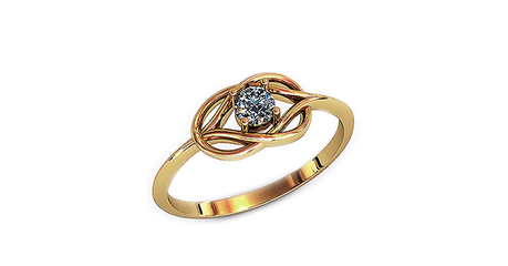 кц227 Золотое кольцо «Бесконечность» с фианитом