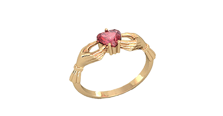 кц234 Золотое кольцо с сердцем.