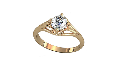 кц240 Золотое кольцо с белым фианитом