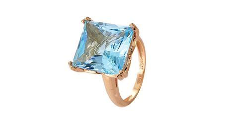 кц250 Золотое кольцо с голубого цвета вставкой.