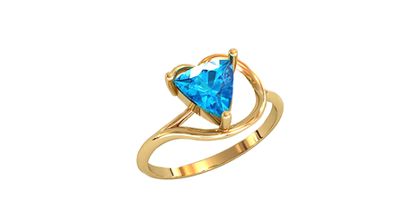 кц260 Кольцо из золота с треугольным фианитом под топаз.