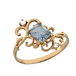 кц263 Ажурное кольцо с голубым багетом 