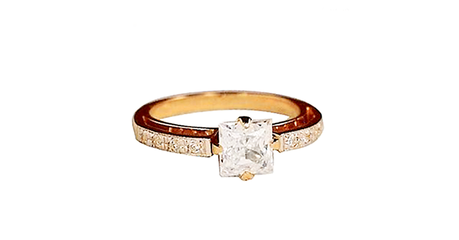 кц265 Золотое кольцо с квадратным камнем. 