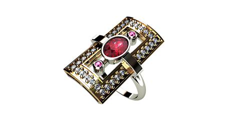 кц269 Необычное кольцо прямоугольной формы