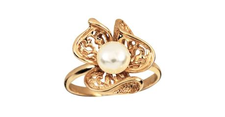 кц273 Цветок из золота с жемчугом