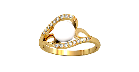 кц280 Кольцо в золоте с жемчугом и фианитами 