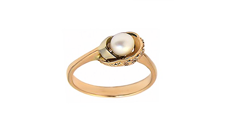 кц286 Кольцо с жемчугом в золотом бутоне.