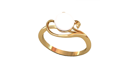 кц289 Золотое кольцо с жемчугом