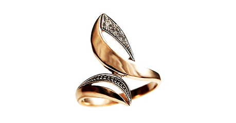 кц294 Золотое кольцо удлинённое с фианитами 