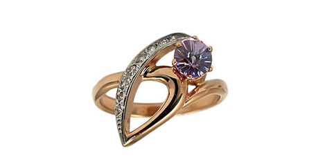 кц299 Асимметричное золотое кольцо с фианитами