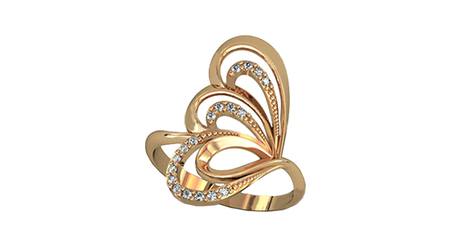 кц301 Кольцо удлинённой формы с мелкими фианитами