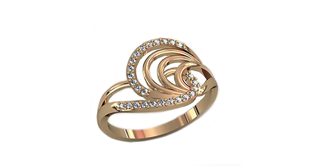 кц302 Кольцо из золота с мелкими фианитами