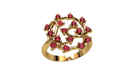 кц307 Золотое кольцо с цветочным узором.