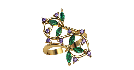 кц308 Модное кольцо летнего сезона с фианитами.