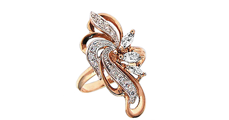 кц309 Золотое кольцо с маркизами 