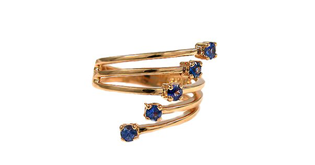 кц310 Кольцо разомкнутое с пятью фианитами 