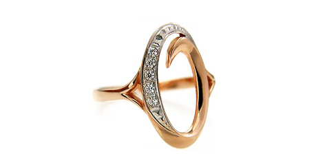 кц318 Кольцо в форме овала с фианитами 