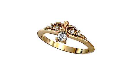 кц334 Нежное колечко с фианитами 