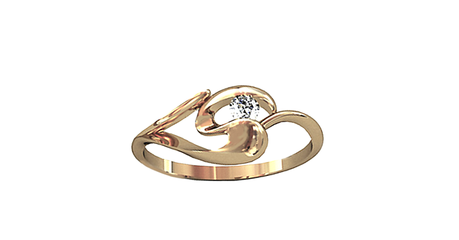 кц337 Золотое кольцо с фианитом.