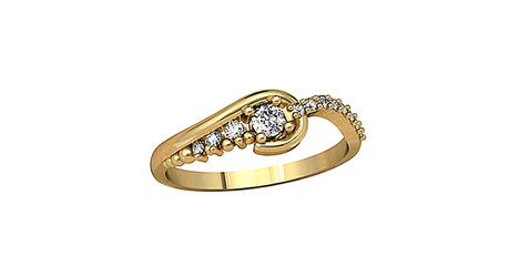 кц338 Дорожка фианитов в золотом кольце 