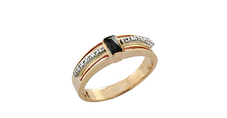 кц365 Золотое кольцо с прямоугольным камнем