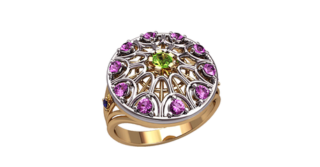 кц371 Женский перстень с камнями.