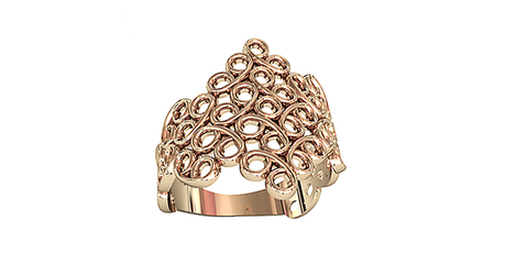 кц393 Воздушное золотое кольцо 