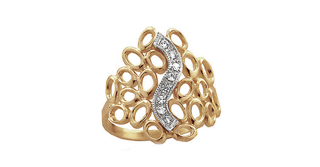 кц394 Ажур в кольце с накладкой из белого золота 