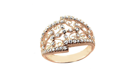 кц397 Ажурное золотое кольцо для романтической натуры.