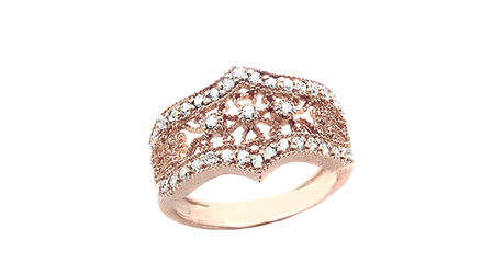 кц398 Ажурное кольцо с фианитами 