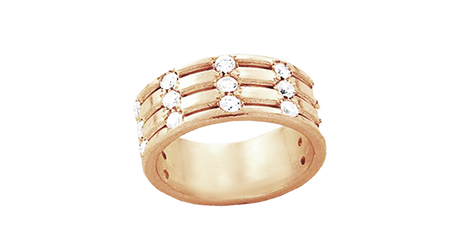 кц402 Массивное золотое кольцо с фианитами.