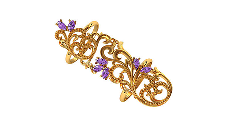 кц411 Золотое кольцо фаланговое на весь палец