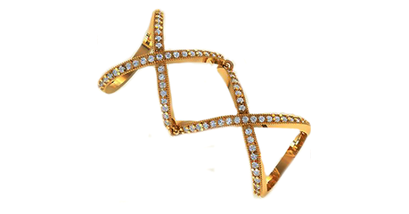 кц414 Золотое кольцо в стиле Criss Cross на всю фалангу  