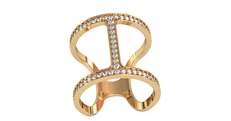 кц415 Золотое кольцо на всю фалангу с фианитами 