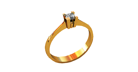 кб003 Золотое кольцо под бриллиант в классическом стиле.