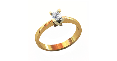 кб013 Золотое кольцо с кастом из белого золота под бриллиант.