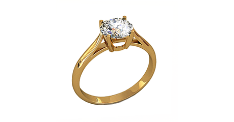 кб015 Золотое кольцо «Солитер» — одна звезда, одна любовь, один бриллиант