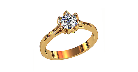 кб026 Кольцо в форме золотого цветка под бриллиант.