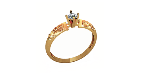 кб043 Кольцо ажурное «Золотые узоры».