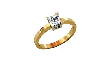 кб051 Нежное золотое колечко под бриллиант 