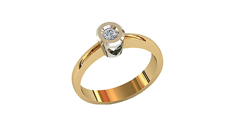 кб058 Золотое кольцо под бриллиант с нежным сердечком